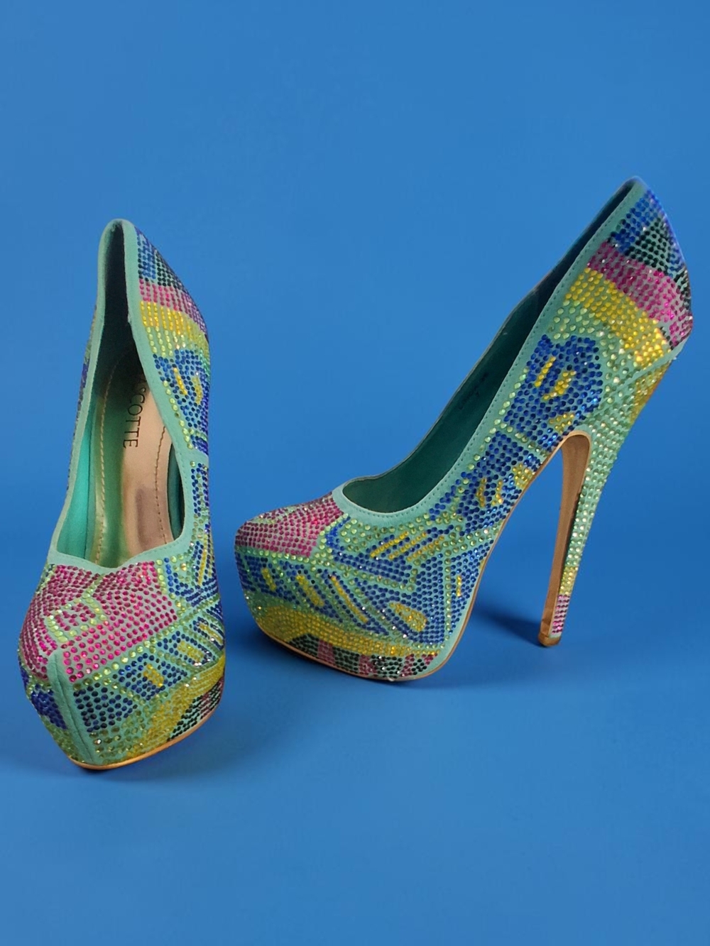 Mascotte  Crystal Platform Stiletto Heels Pumps Womens Shoes Size 7 Sexy Glsmour